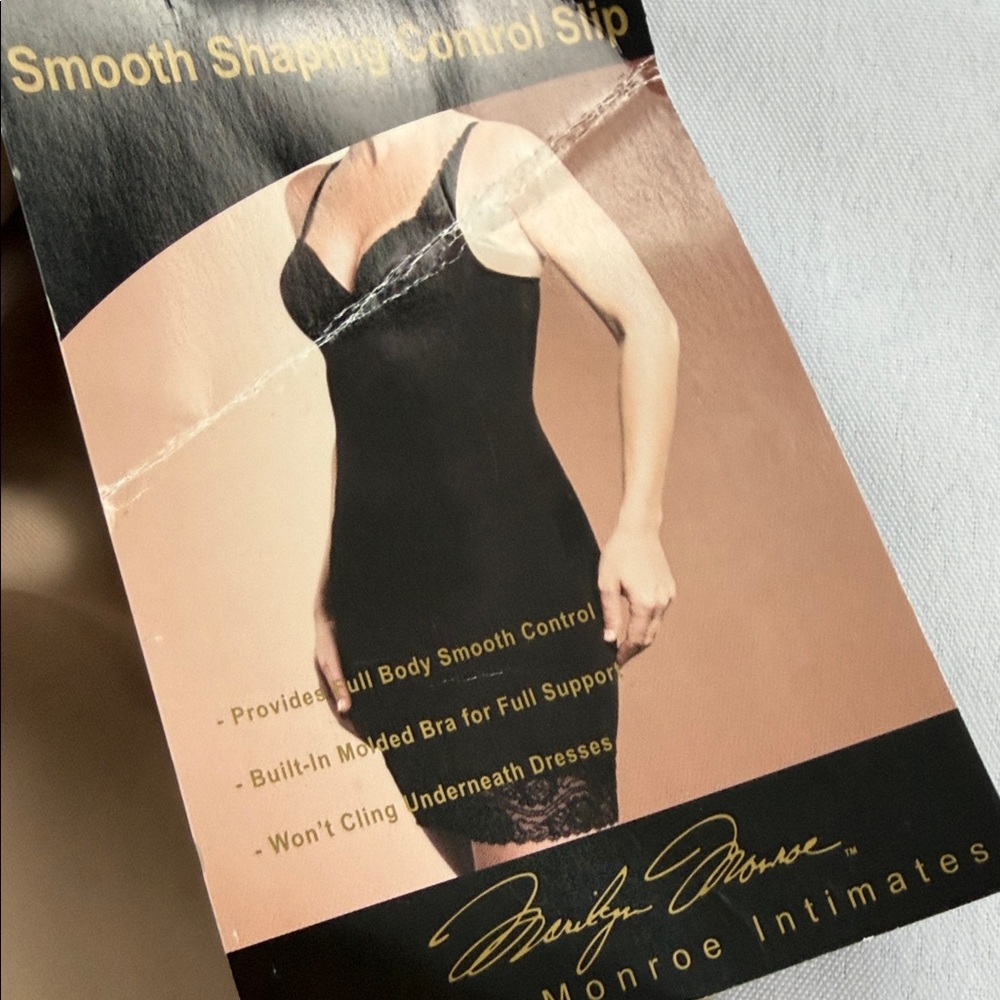 Marilyn Monroe Café Beige Bra shaping slip dress with lace 2X - Picture 6 of 6